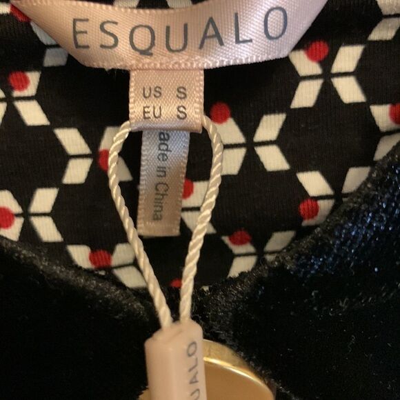 ESQUALO SIZE SMALL Long sleeve blouse with velvet cuffs and collar - Picture 3 of 7